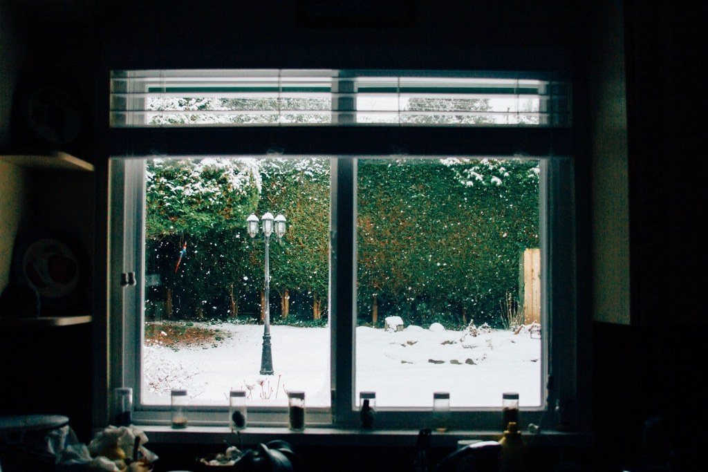 Snow covered landscape window